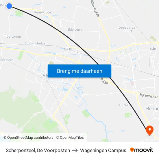 Scherpenzeel, De Voorposten to Wageningen Campus map