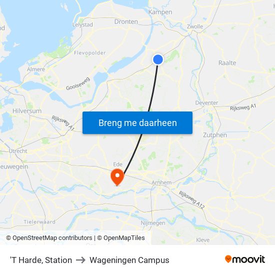 'T Harde, Station to Wageningen Campus map