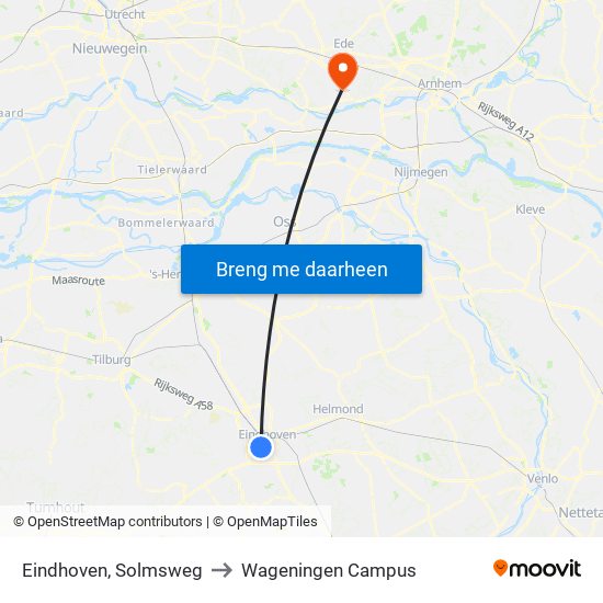 Eindhoven, Solmsweg to Wageningen Campus map