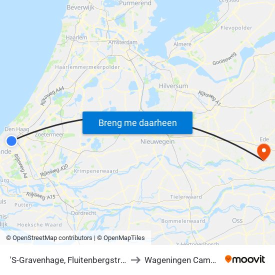 'S-Gravenhage, Fluitenbergstraat to Wageningen Campus map