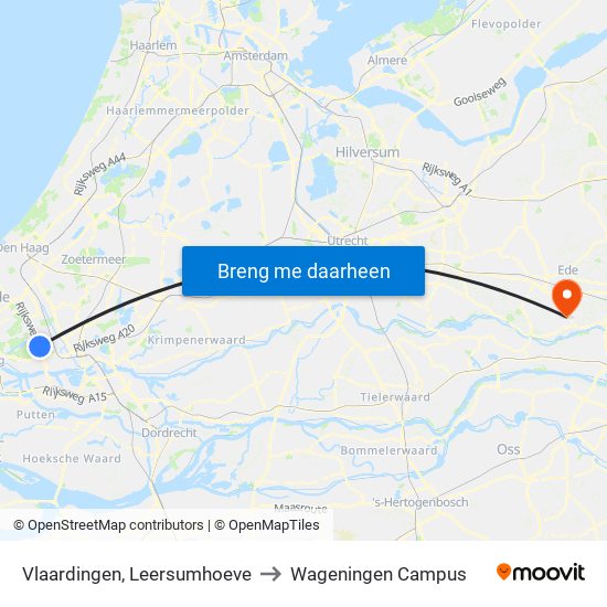 Vlaardingen, Leersumhoeve to Wageningen Campus map