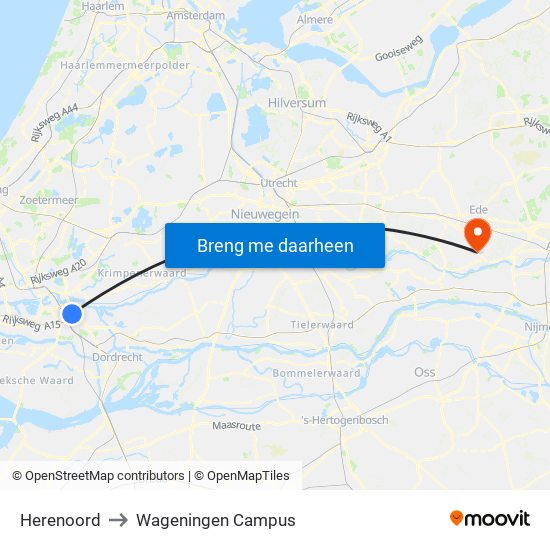 Herenoord to Wageningen Campus map