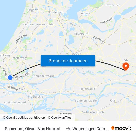 Schiedam, Olivier Van Noortstraat to Wageningen Campus map
