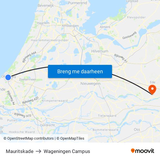 Mauritskade to Wageningen Campus map