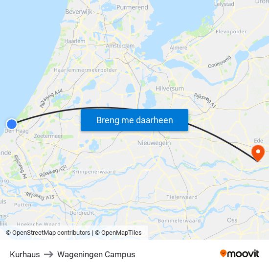 Kurhaus to Wageningen Campus map