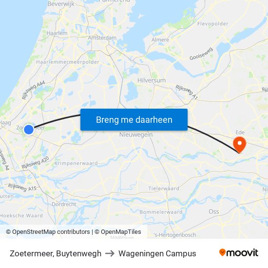 Zoetermeer, Buytenwegh to Wageningen Campus map