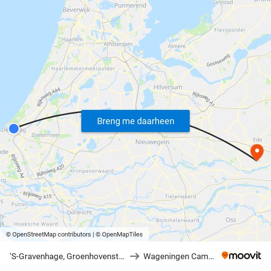 'S-Gravenhage, Groenhovenstraat to Wageningen Campus map