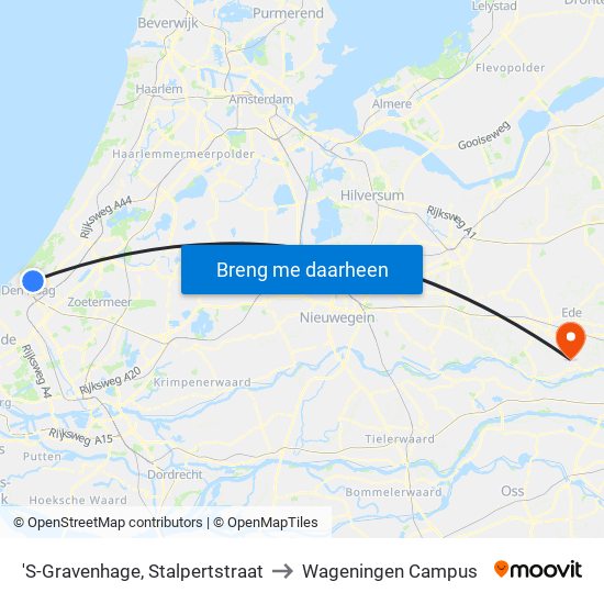 'S-Gravenhage, Stalpertstraat to Wageningen Campus map