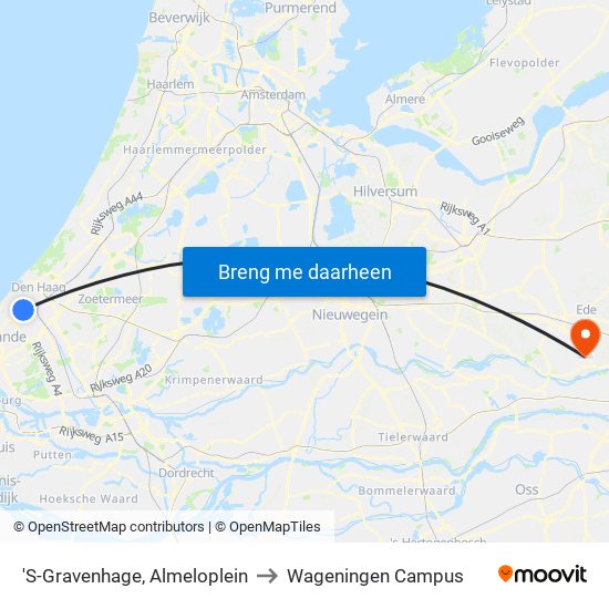 'S-Gravenhage, Almeloplein to Wageningen Campus map