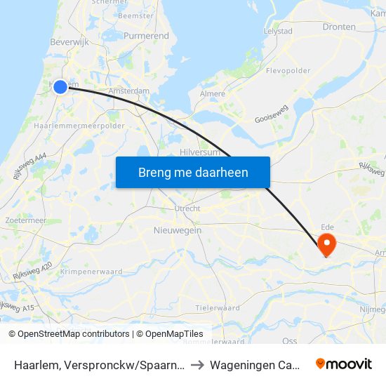 Haarlem, Verspronckw/Spaarne Coll to Wageningen Campus map