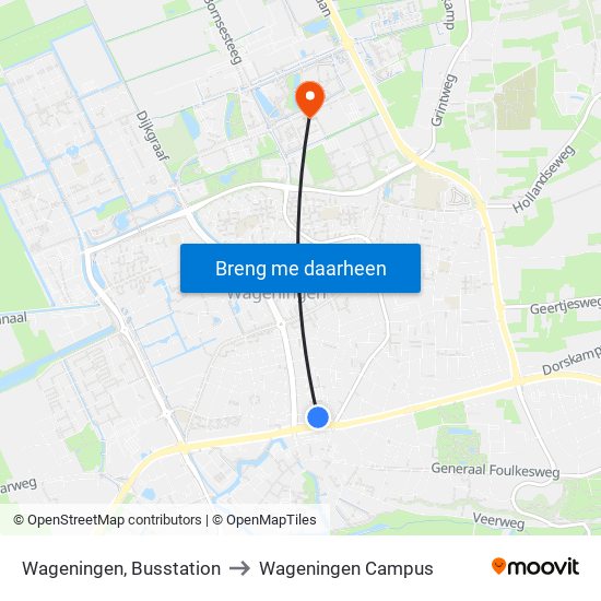 Wageningen, Busstation to Wageningen Campus map