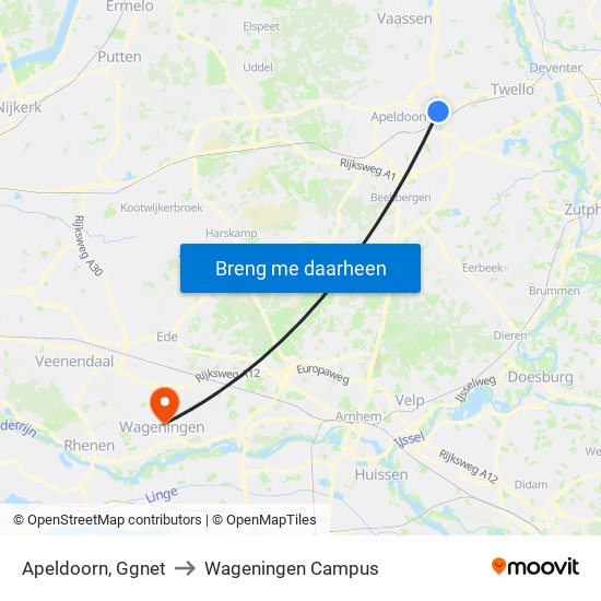 Apeldoorn, Ggnet to Wageningen Campus map