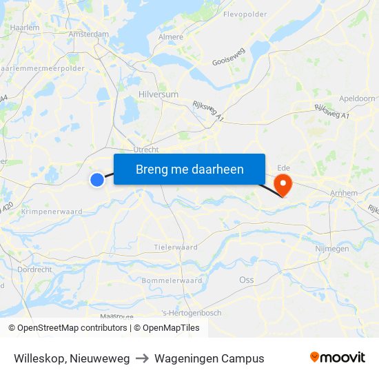 Willeskop, Nieuweweg to Wageningen Campus map