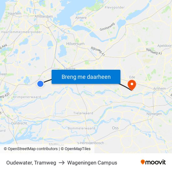 Oudewater, Tramweg to Wageningen Campus map