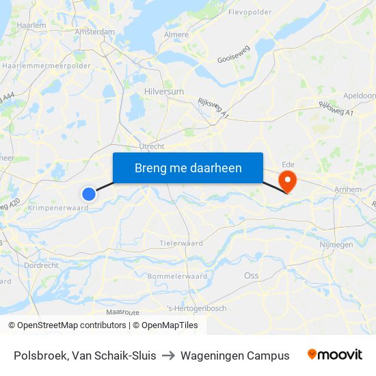 Polsbroek, Van Schaik-Sluis to Wageningen Campus map