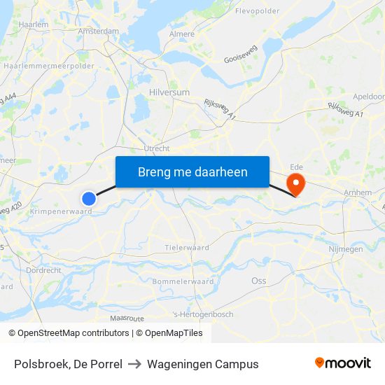 Polsbroek, De Porrel to Wageningen Campus map