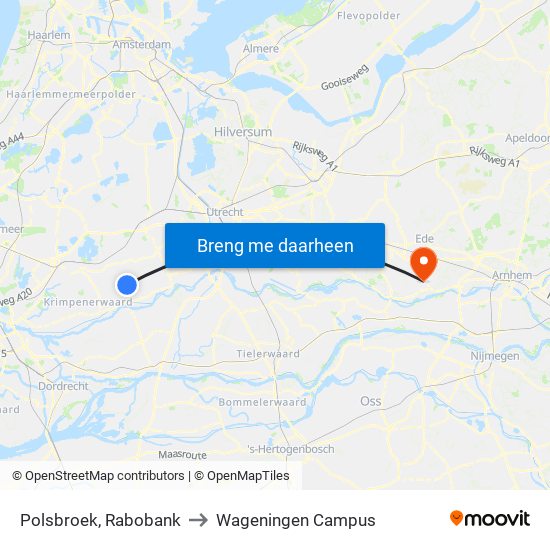 Polsbroek, Rabobank to Wageningen Campus map