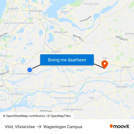 Vlist, Vlisterstee to Wageningen Campus map