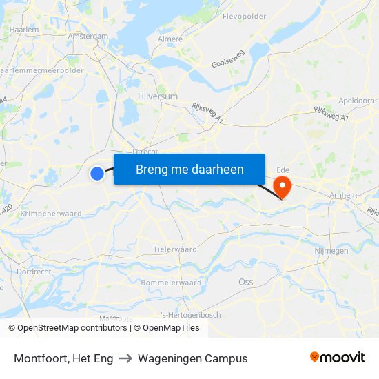 Montfoort, Het Eng to Wageningen Campus map