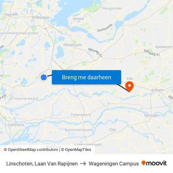 Linschoten, Laan Van Rapijnen to Wageningen Campus map
