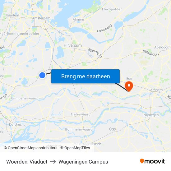 Woerden, Viaduct to Wageningen Campus map