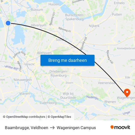 Baambrugge, Veldhoen to Wageningen Campus map