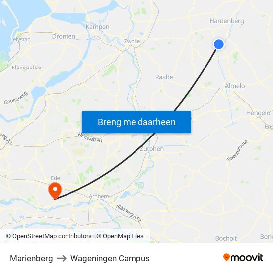 Marienberg to Wageningen Campus map