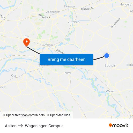 Aalten to Wageningen Campus map