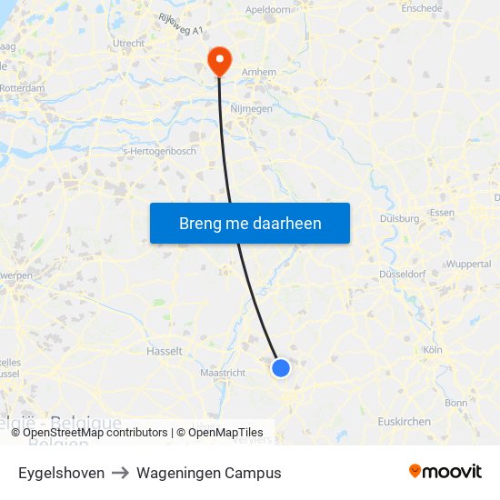 Eygelshoven to Wageningen Campus map