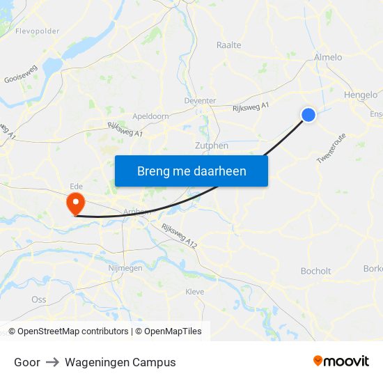 Goor to Wageningen Campus map