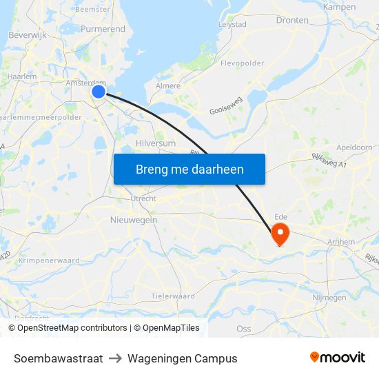 Soembawastraat to Wageningen Campus map