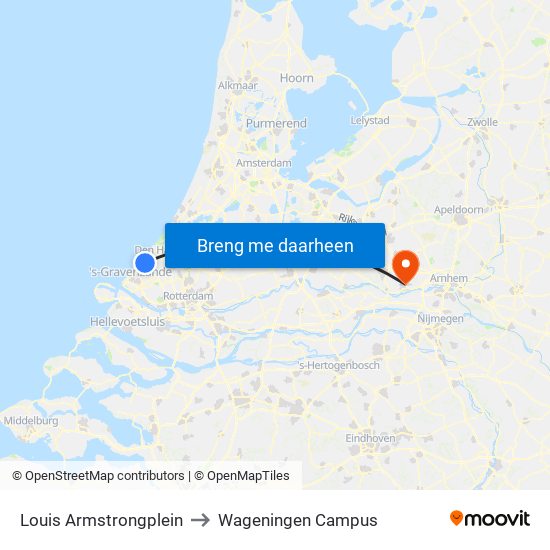 Louis Armstrongplein to Wageningen Campus map