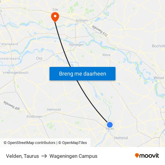 Velden, Taurus to Wageningen Campus map