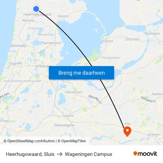 Heerhugowaard, Sluis to Wageningen Campus map
