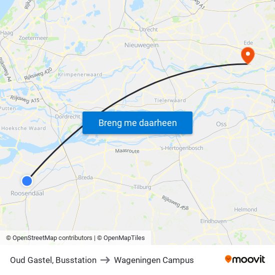 Oud Gastel, Busstation to Wageningen Campus map