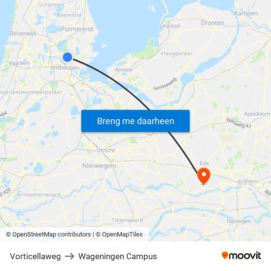 Vorticellaweg to Wageningen Campus map