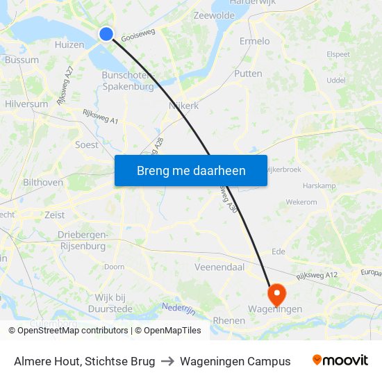 Almere Hout, Stichtse Brug to Wageningen Campus map