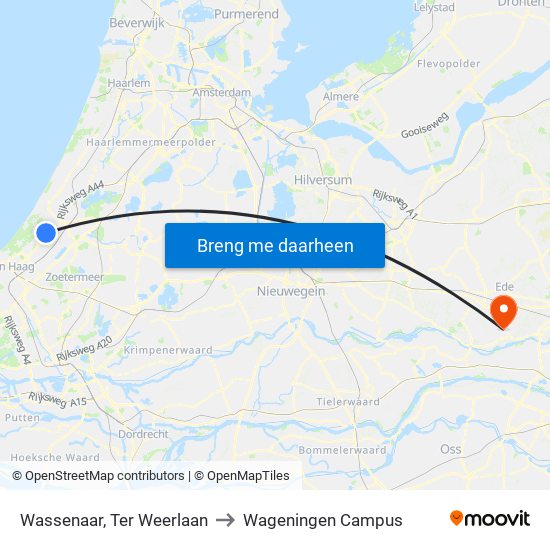 Wassenaar, Ter Weerlaan to Wageningen Campus map