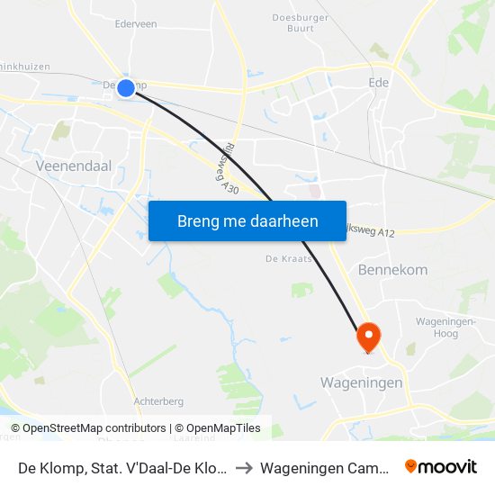 De Klomp, Stat. V'Daal-De Klomp to Wageningen Campus map