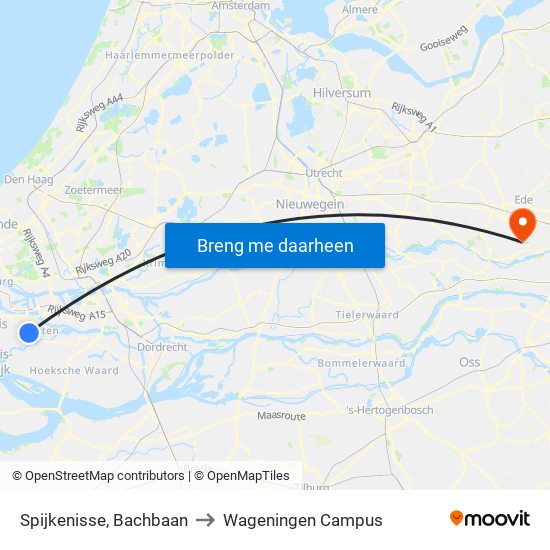 Spijkenisse, Bachbaan to Wageningen Campus map