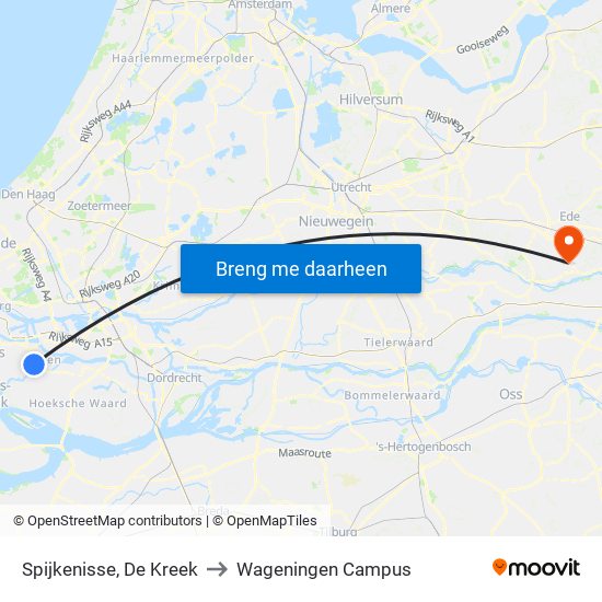 Spijkenisse, De Kreek to Wageningen Campus map