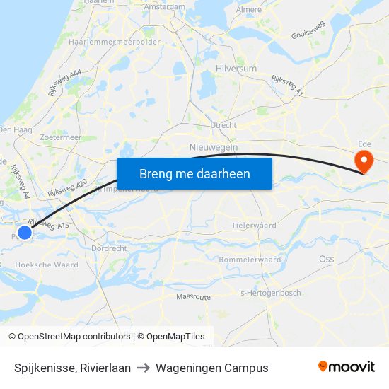 Spijkenisse, Rivierlaan to Wageningen Campus map