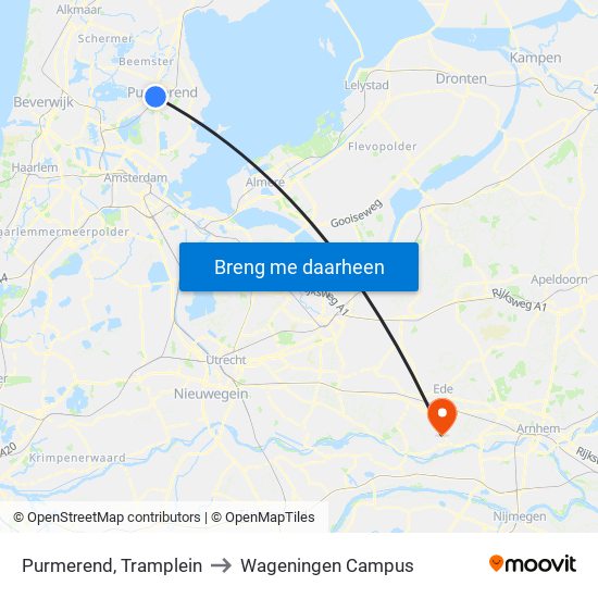 Purmerend, Tramplein to Wageningen Campus map
