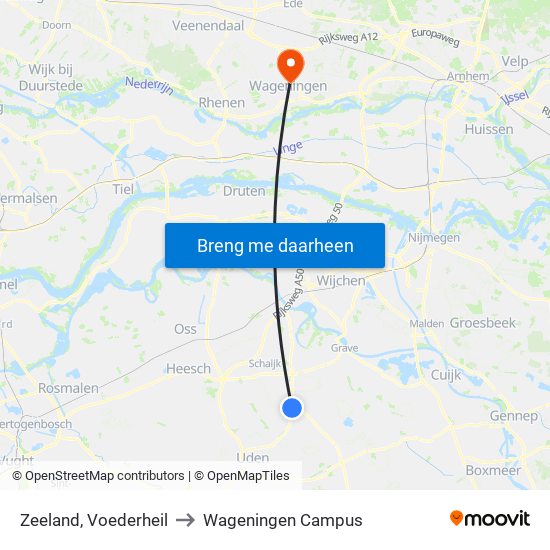 Zeeland, Voederheil to Wageningen Campus map