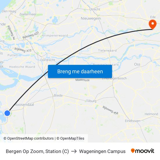 Bergen Op Zoom, Station (C) to Wageningen Campus map