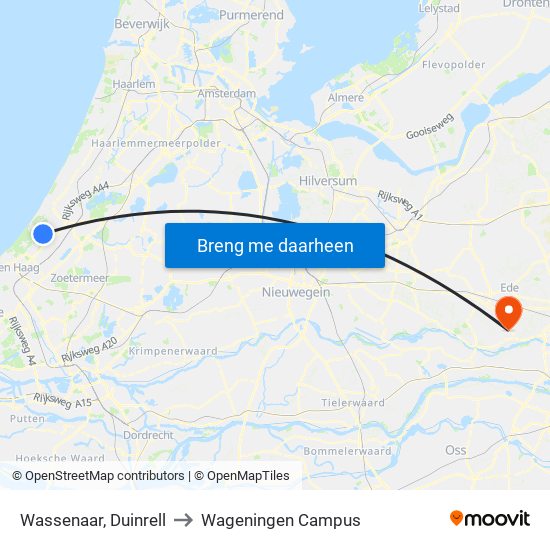 Wassenaar, Duinrell to Wageningen Campus map