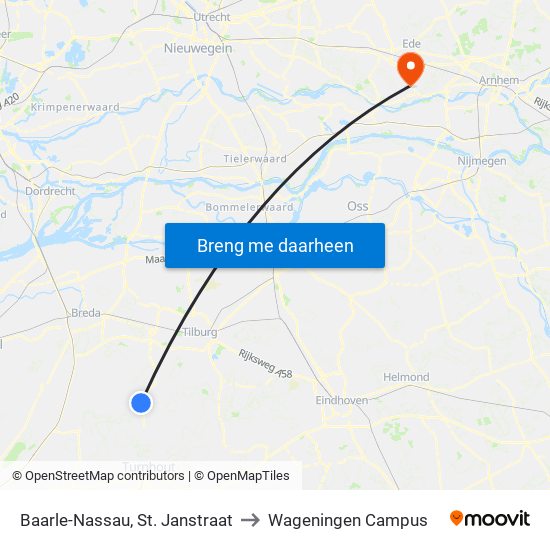 Baarle-Nassau, St. Janstraat to Wageningen Campus map