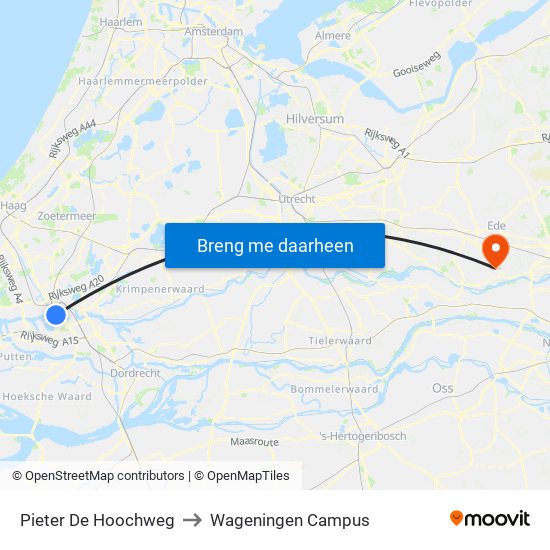 Pieter De Hoochweg to Wageningen Campus map