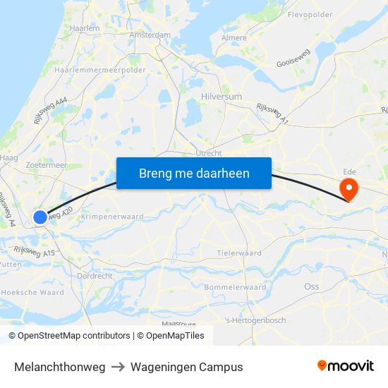 Melanchthonweg to Wageningen Campus map