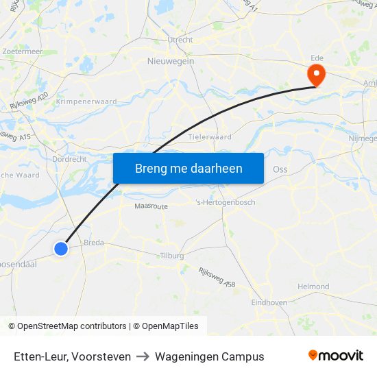 Etten-Leur, Voorsteven to Wageningen Campus map